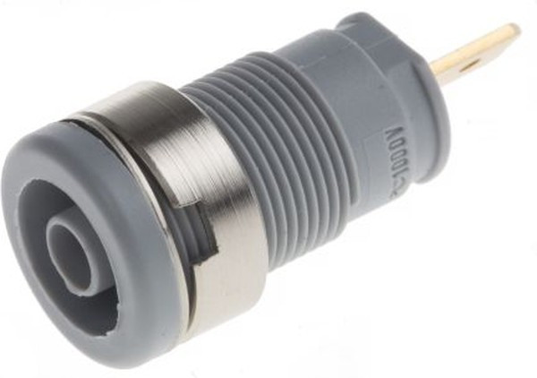 972355106, Grey Female Banana Socket, 4 mm Connector, Tab Termination, 25A, 1000V ac/dc, Gold Plating