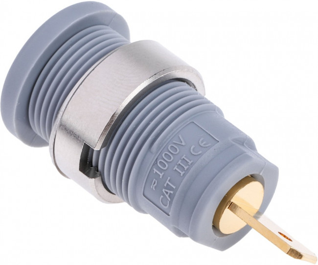 972355106, Grey Female Banana Socket, 4 mm Connector, Tab Termination, 25A, 1000V ac/dc, Gold Plating