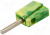 215-911, Green/Yellow Male Banana Plug, 4 mm Connector, Cage Clamp Termination, 20A, 42V, Nickel Plating