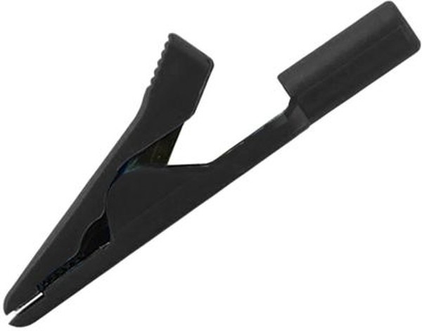 973584100, Crocodile Clip 2 mm Connection, Brass, Bronze Contact, 8A, Black