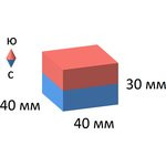 Неодимовый магнит прямоугольник 40х40х30 мм