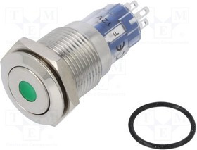 MP0045/1D1GN012S, Pushbutton Switches Vandal GR LED 12VDC Monent Act Flat prof