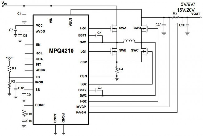 MPQ4210GU-AEC1-P, Switching Controllers 40V High Integrated USB PD Solution with I2C Interface for Automotive, AEC-Q100
