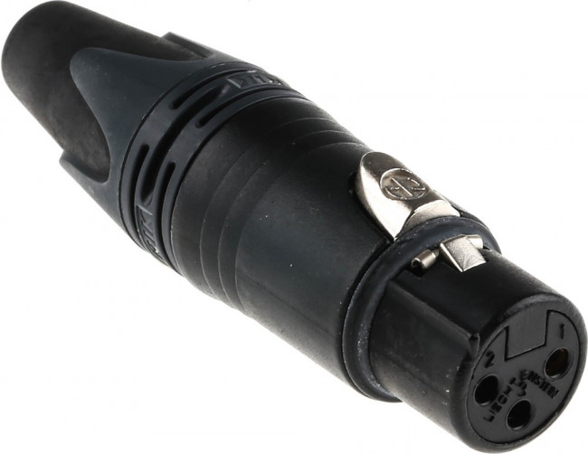 NC3FXX-B, XLR Connectors 3P FEMALE CABLE CONN BLACK METAL HOUSING