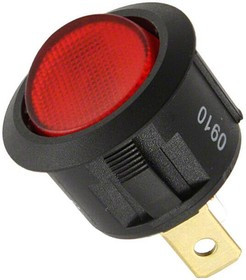 GRB293B01BR, Rocker Switches On-Off Rocker Neon Illum Red