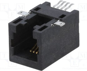 RJJU44141E3H007, Гнездо, RJ9, PIN: 4, Кат: 5, Конф: 4p4c, SMT, горизонтальный