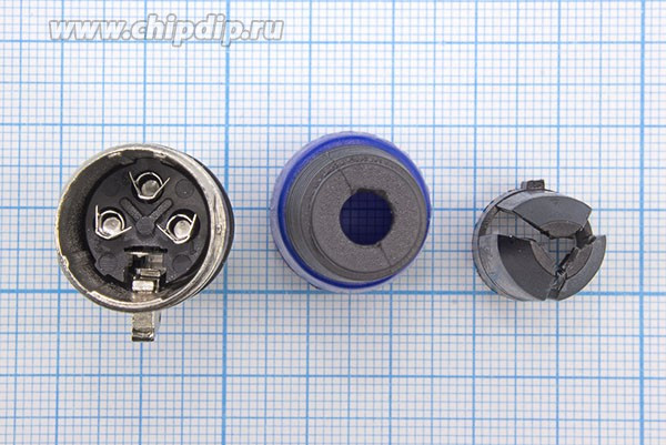 Разъем микрофонный XLR (Canon) гнездо 3 контакта металл с цангой на кабель, белый; №9311 W гн мик XLR\3P\каб\\цанг\\бел