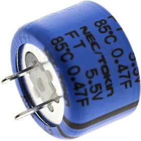 FT0H474ZF, Суперконденсатор, EDLC, 0.47 Ф, 5.5 В, Радиальные Выводы, серия FT, +80%, -20%, 5.08 мм