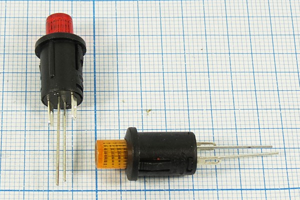 Включатель кнопочный без фиксации желтый с подсветкой (SPST), OFF-(ON), 12В/1А; №10233Y ПКн\ 12\ 1,0\(SPST)\d 9,3\чер\ILжел\ \4C\R13-529ALY