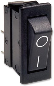 C1300ARBB-602AW, ROCKER SWITCH, SPST, 16A, 250VAC, BLK