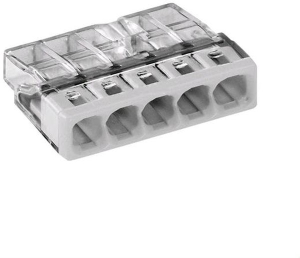 Клемма 5-х проводная 5х(0.5-2.5мм) для распред. короб. (без пасты) WAGO 2273-205 Клемма 5-х проводная 5х(0.5-2.5мм) для распред. короб. (без пасты) WAGO 2273-205