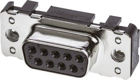 09661117501, 9 Way Through Hole D-sub Connector Socket, 2.74mm Pitch, with M3 Threaded Inserts