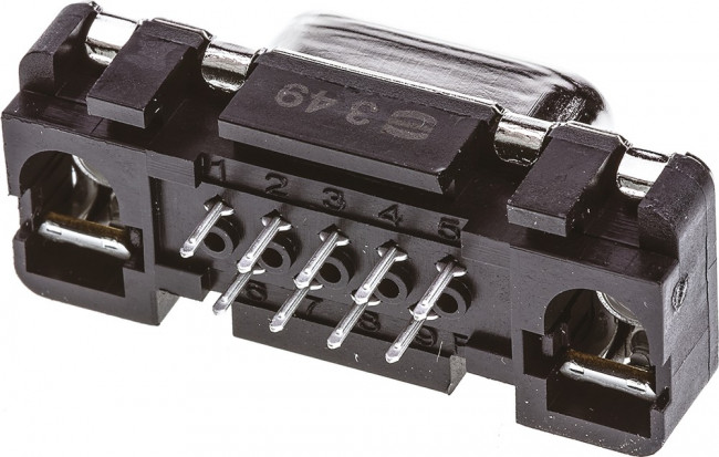 09661117501, 9 Way Through Hole D-sub Connector Socket, 2.74mm Pitch, with M3 Threaded Inserts