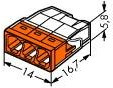Wago клеммы для одножильных проводников; макс. 2,5 мм²; 3-проводн.; прозрачный корпус; оранжевая крышка Wago клеммы для одножильных проводников; макс. 2,5 мм²; 3-проводн.; прозрачный корпус; оранжевая крышка