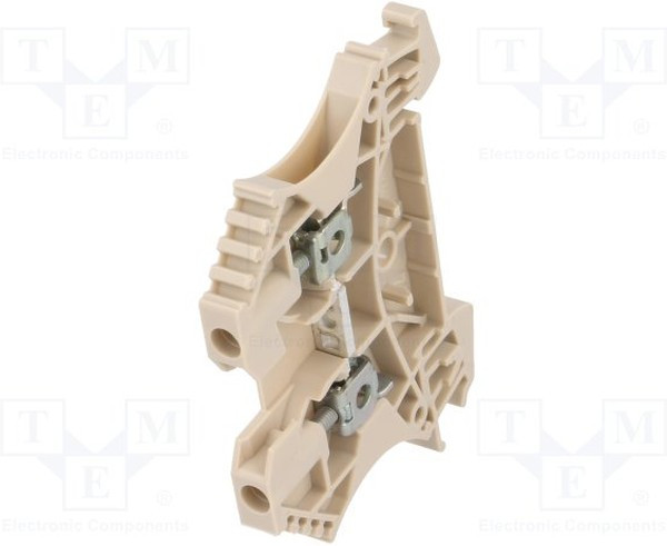 WDU 2.5, Соединитель: на рейку, 2,5мм2, Кол-во полюс: 1, клеммы: 2, бежевый