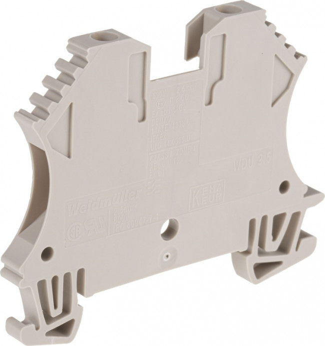 WDU 2.5, Соединитель: на рейку, 2,5мм2, Кол-во полюс: 1, клеммы: 2, бежевый