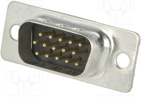 HDS-15-M-T-B-M, Разъем D-Sub HD; PIN: 15; вилка; "папа"; на провод