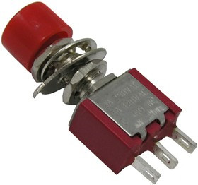TS-008, Кнопочный переключатель , ON-ON, 5 А, 250 В, 100 мОм, круглый, красный