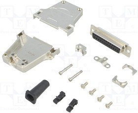 DTZF25-DBS-K, Разъем D-Sub; PIN: 25; вилка; "мама"; пайка; на провод; черный