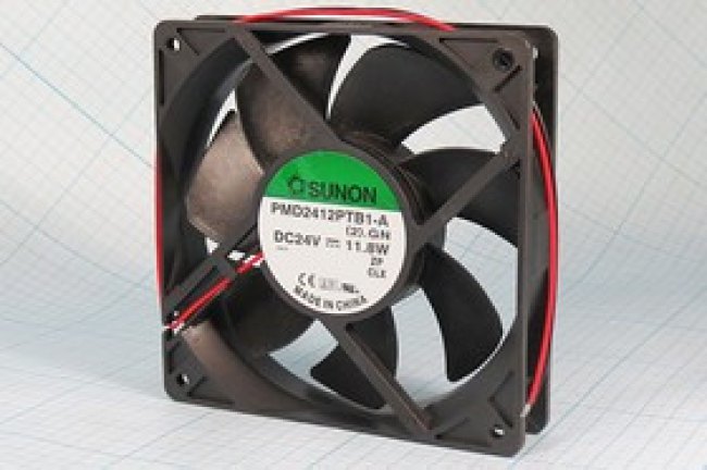 Вентилятор 120x120x25, напряжение 24В, мощность 11,8Вт, выводы 2L, подшипник качения, PMD2412PTB1-A Вентилятор 120x120x25, напряжение 24В, мощность 11,8Вт, выводы 2L, подшипник качения, PMD2412PTB1-A