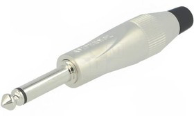 TM2PN, Вилка, Jack 6,3мм, "папа", mono, Кол-во полюс: 2, прямой, на провод