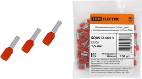 Наконечник-гильза Е1508 1,5мм2 с изолированным фланцем (100шт) TDM
