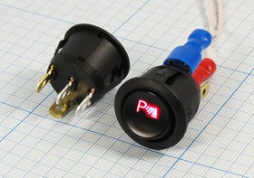 Кнопка парктроника с красной подсветкой 12В/20А; №9768 R ПклА/М\12\20\ON-OFF\d20\ чер\ILкр\\4T\\Парктроник