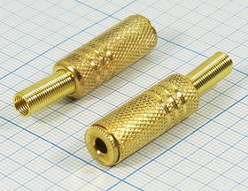 Гнездо 3,5моно, 3C[Au], на кабель, пружинный хвост, металл; №2779 гн 3,5моно\3C[Au]\каб\пруж хвост\мет\\