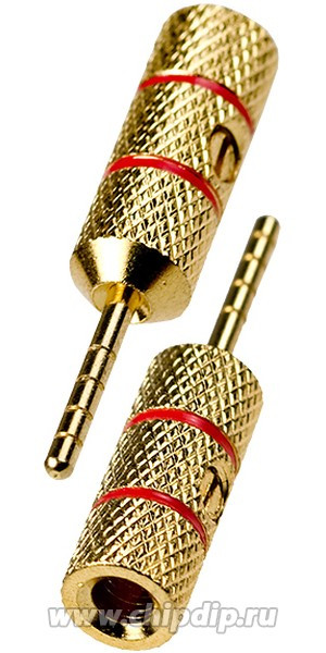 1-648G, разъем акустический "TIP" штекер металл позол. красный