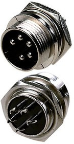 1-562-5, Разъем MIC 5Pin, "штекер", металл на корпус