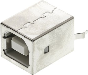 61400413321, Разъем USB, USB Типа B, USB 2.0, Гнездо, 4 вывод(-ов), Монтаж в Сквозное Отверстие, Вертикальный