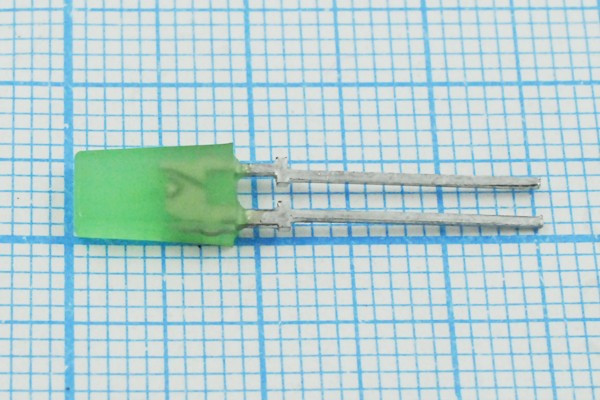 Светодиод 5 x 2,5x 9, зеленый, 1 мкд, угол 100, цвет линзы: зеленый матовый, КИПМО1Д-1Л