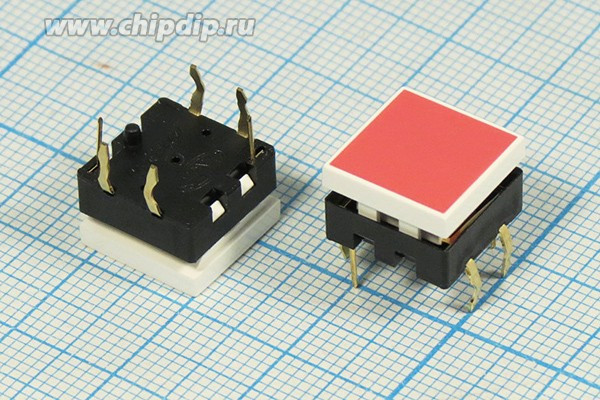 Тактовая кнопка, 12x12x 8, алгоритм работы NO, IL2Вкрасный, контакты 6P, SPL12