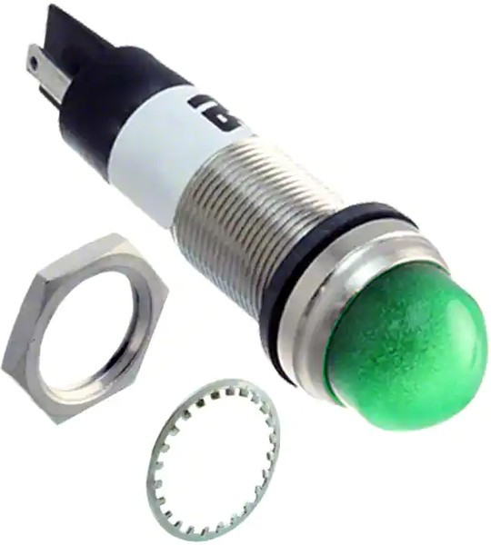 656-3202-304F, PANEL INDICATOR, GREEN, 12.7MM, 2.88CD