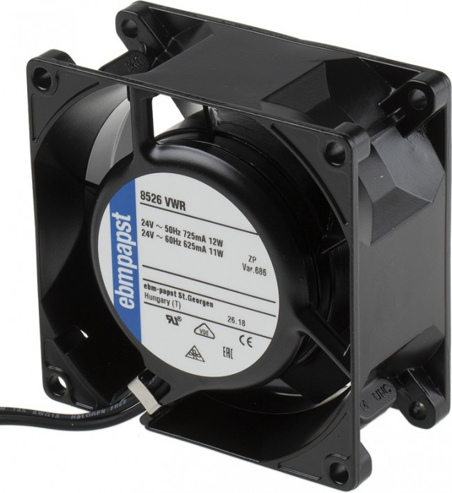 8526VWR-686, AXIAL FAN, 80MM, 24VDC, 44M3/H, 35DBA 8526VWR-686, AXIAL FAN, 80MM, 24VDC, 44M3/H, 35DBA