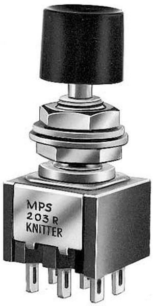 MPS 203 R, Push Button Switch, Momentary, Bushing, DPDT, 125V ac