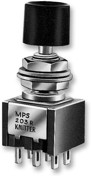 MPS 203 R, Push Button Switch, Momentary, Bushing, DPDT, 125V ac