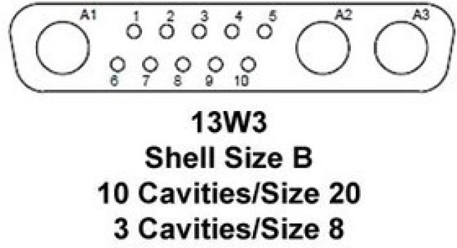 DB13W3PA00LF, D-Sub Mixed Contact Connectors B 25 way shell Pin