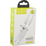 Блок питания (сетевой адаптер) HOCO C37A с 1 USB портом 2,4A кабель Apple pin в комплекте белый