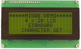 MC42005A6W-SPTLY3.3-V2, Буквенно-цифровой ЖКД, 20 x 4, Черный на Желтом / Зеленом, 3.3В, Параллельный