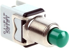 1212C GREEN, Push Button Switch, Momentary, Panel Mount, 12.2mm Cutout, SPST, 250V ac