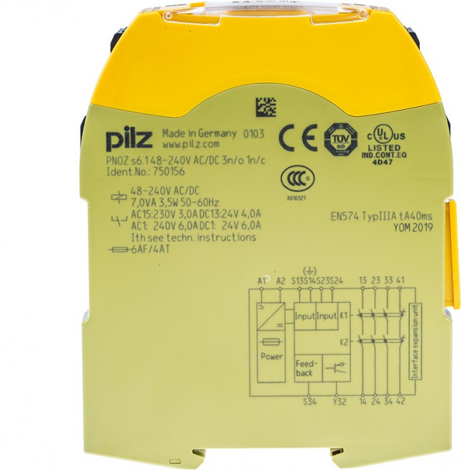 750156, Dual-Channel Two Hand Control Safety Relay, 48 240V ac/dc, 3 Safety Contacts 750156, Dual-Channel Two Hand Control Safety Relay, 48 240V ac/dc, 3 Safety Contacts