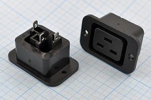 Разъем питания AC розетка С19,250 B, 16 A, на блок, фланец 2 отверстия,AC-22 Разъем питания AC розетка С19,250 B, 16 A, на блок, фланец 2 отверстия,AC-22