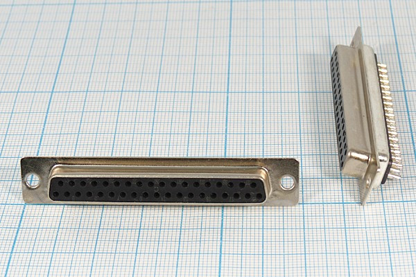 Разъем D-SUB розетка, контакты 37HP, на кабель, DB-37F