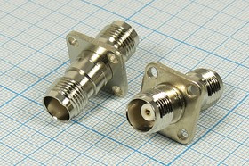 Гнездо TNC-Гнездо TNC, переходник на панель, фланец 4 отверстия, позолоченный центральный контакт; №9447 гн TNC-гн TNC\пан\флан 4отв