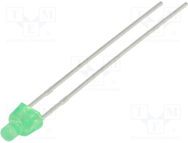 L-1034GDT, LED; rectangular; 4x2.8mm; green; 8mcd; 70°; Front: flat; 20mA