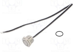 MTA16F-10EYY12VS, Переключатель: антивандальный, Пол: 2, SPST-NO, 50мA/24ВDC, IP65