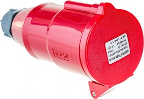 Вилка IEC 309, трехфазная, 32A, 380V, разборная, мама, красная LAN-IEC-309-32A3P/F