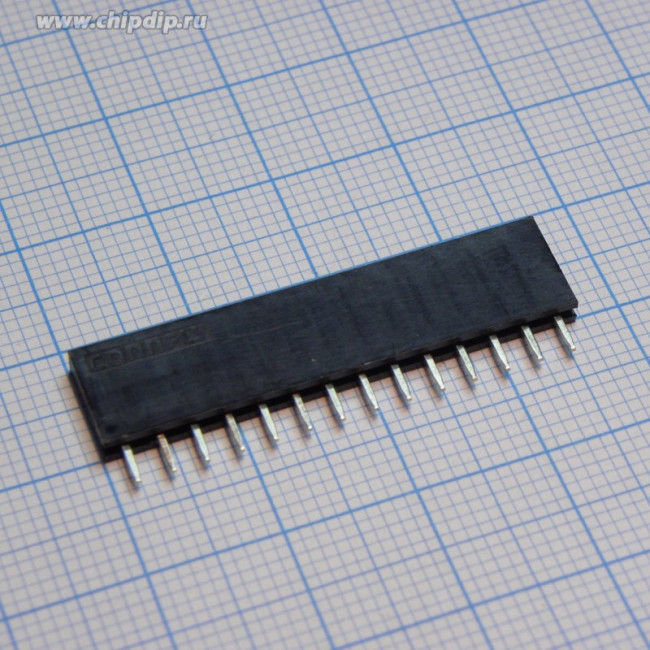 PBS-14 (DS1023-1x14), Гнездо на плату 2.54мм 1х14pin прямое