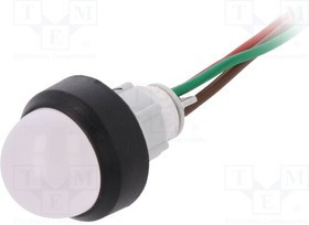 LRG-D20H-24AC/DCWK, Индикат.лампа: LED, выпуклый, 24ВDC, 24ВAC, Отв: d13мм, пластик